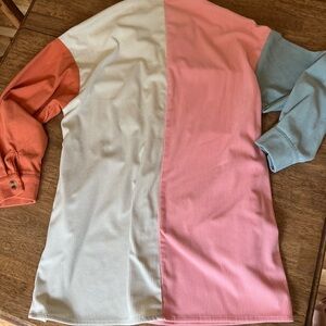 Colorblock Long Sleeve Button Up Shirt